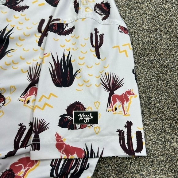 Waggle Desert Cactus Coyote Polo Shirt Mens Medium Gold‎ Canyon Short Sleeve - Picture 4 of 9